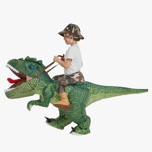 One Casa Inflatable Costume Dinosaur Riding T Rex Air Blow up Costume for Kids